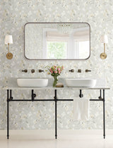 Azalea Neutral Floral Branches Wallpaper with Botanical Flowers Motif, Farmhouse Style - Chesapeake 4134-72527