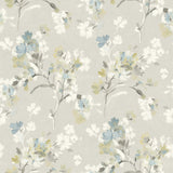 Azalea Light Grey Floral Branches Wallpaper with Botanical Flowers Motif - Chesapeake 4134-72528