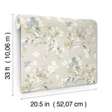 Azalea Light Grey Floral Branches Wallpaper with Botanical Flowers Motif - Chesapeake 4134-72528