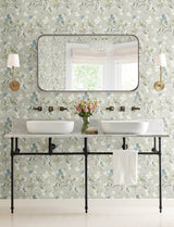 Azalea Light Grey Floral Branches Wallpaper with Botanical Flowers Motif - Chesapeake 4134-72528