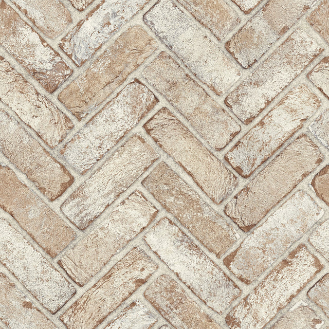 Canelle Rust Brick Herringbone Wallpaper with Country Rustic Sure Strip Texture - Chesapeake 4134-72530