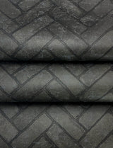 Canelle Black Brick Herringbone Wallpaper with Textured Raised Ink - Chesapeake 4134-72533
