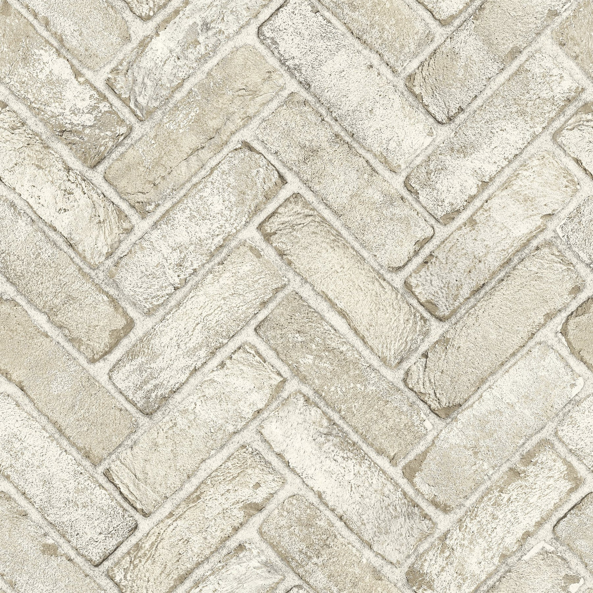 Canelle Taupe Brick Herringbone Wallpaper with Country Graphic Pattern - Chesapeake 4134-72534