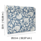 Vadouvan Navy Jacobean Trail Wallpaper with Traditional Botanical Pattern - Chesapeake 4134-72535