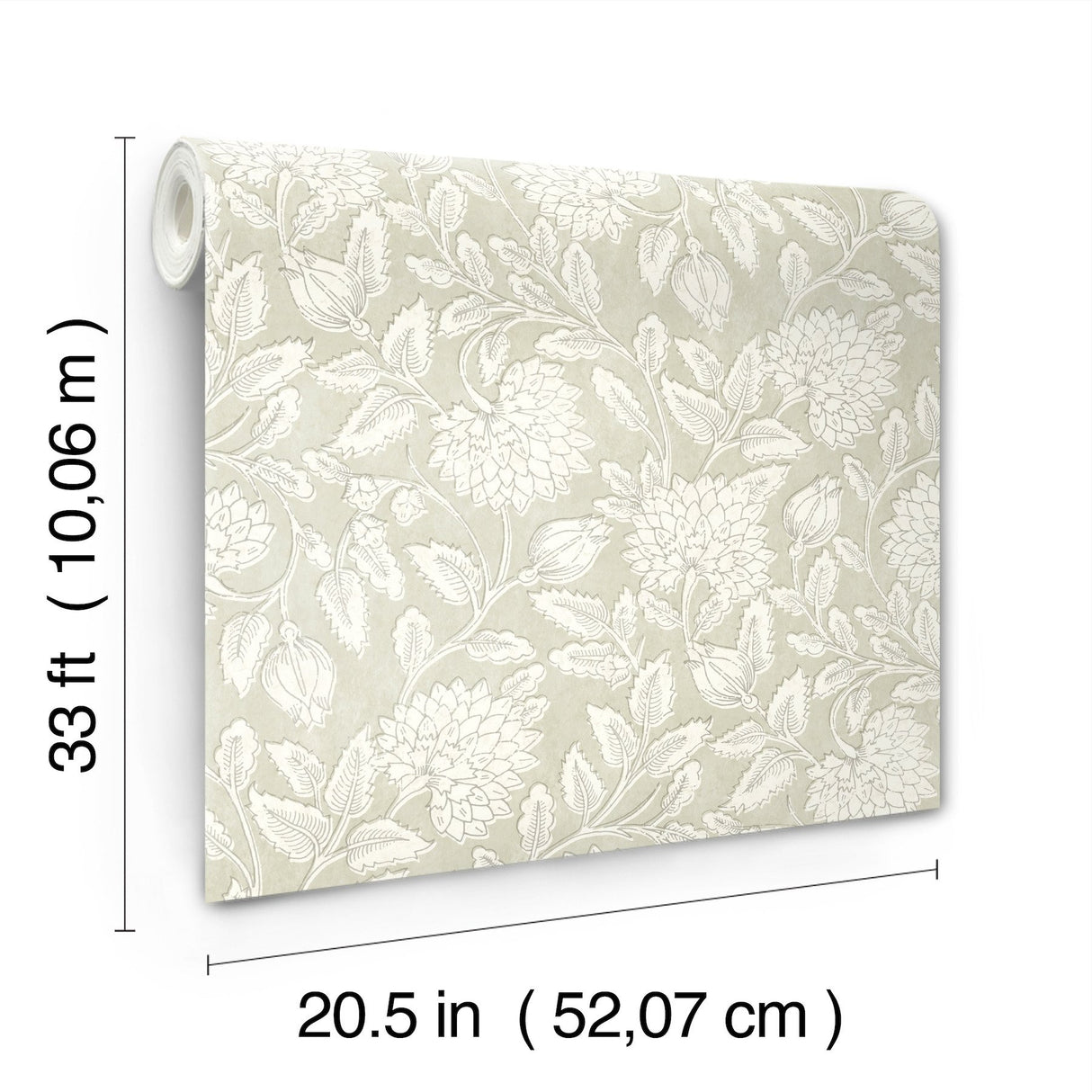 Vadouvan Sage Jacobean Trail Wallpaper with Botanical Jacobean Motif - Chesapeake 4134-72536