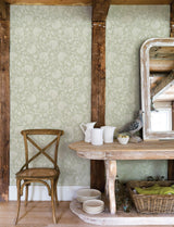 Vadouvan Sage Jacobean Trail Wallpaper with Botanical Jacobean Motif - Chesapeake 4134-72536