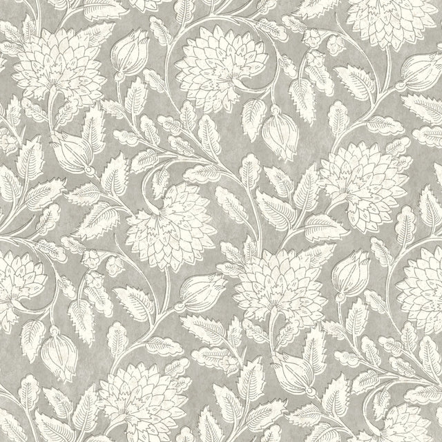 Vadouvan Grey Jacobean Trail Wallpaper with Traditional Botanical Jacobean Pattern - Chesapeake 4134-72537