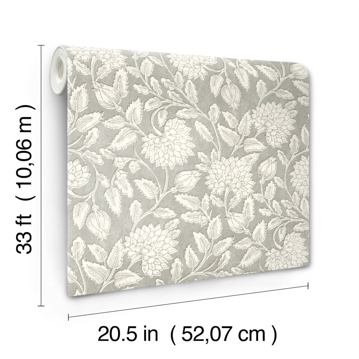 Vadouvan Grey Jacobean Trail Wallpaper with Traditional Botanical Jacobean Pattern - Chesapeake 4134-72537