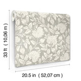 Vadouvan Grey Jacobean Trail Wallpaper with Traditional Botanical Jacobean Pattern - Chesapeake 4134-72537