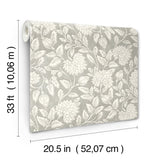 Vadouvan Grey Jacobean Trail Wallpaper with Traditional Botanical Jacobean Pattern - Chesapeake 4134-72537SAM