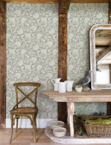 Vadouvan Grey Jacobean Trail Wallpaper with Traditional Botanical Jacobean Pattern - Chesapeake 4134-72537SAM