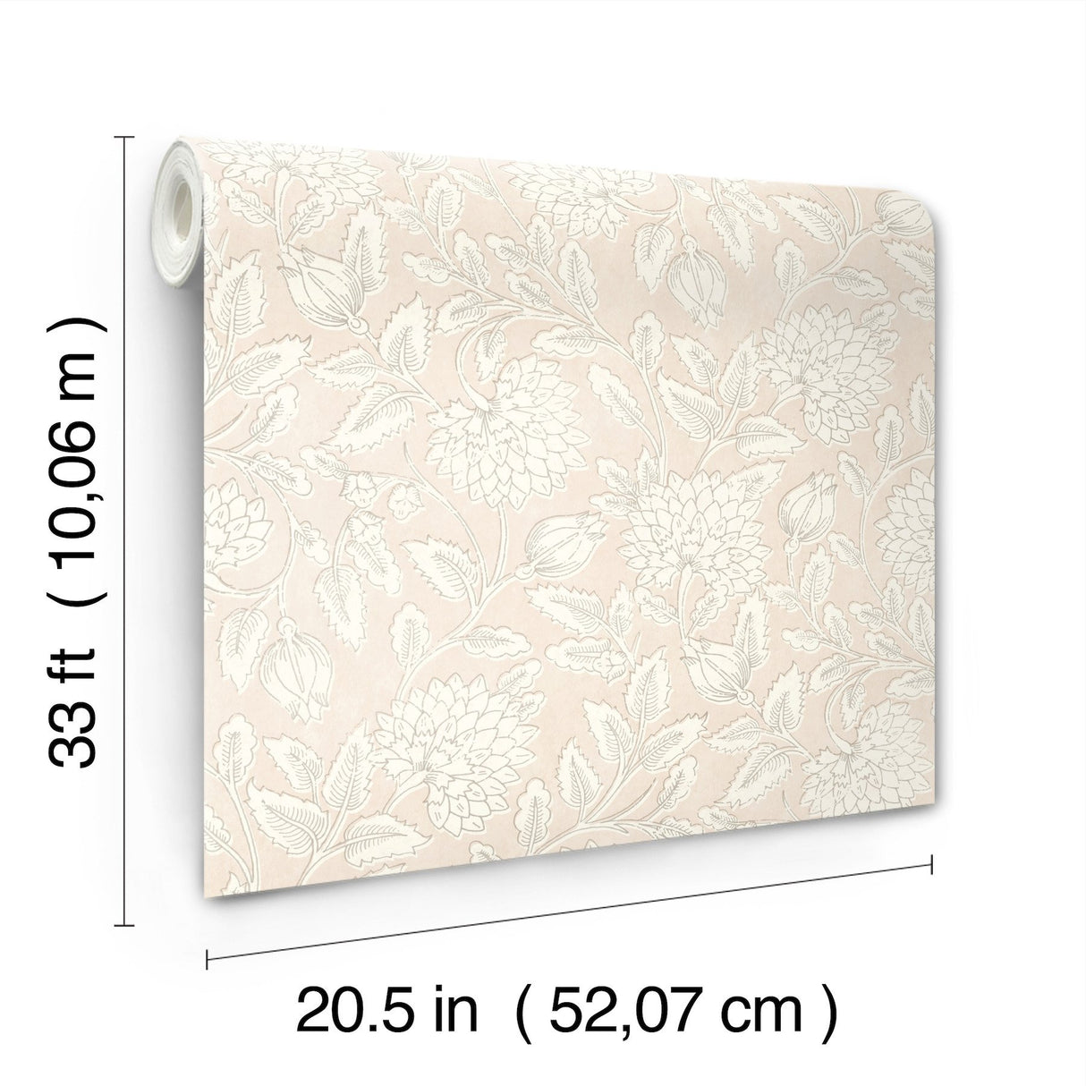 Vadouvan Blush Jacobean Trail Wallpaper with Traditional Botanical Pattern - Chesapeake 4134-72538