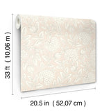 Vadouvan Blush Jacobean Trail Wallpaper with Traditional Botanical Pattern - Chesapeake 4134-72538