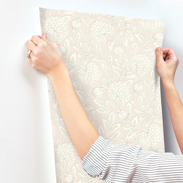 Vadouvan Blush Jacobean Trail Wallpaper with Traditional Botanical Pattern - Chesapeake 4134-72538
