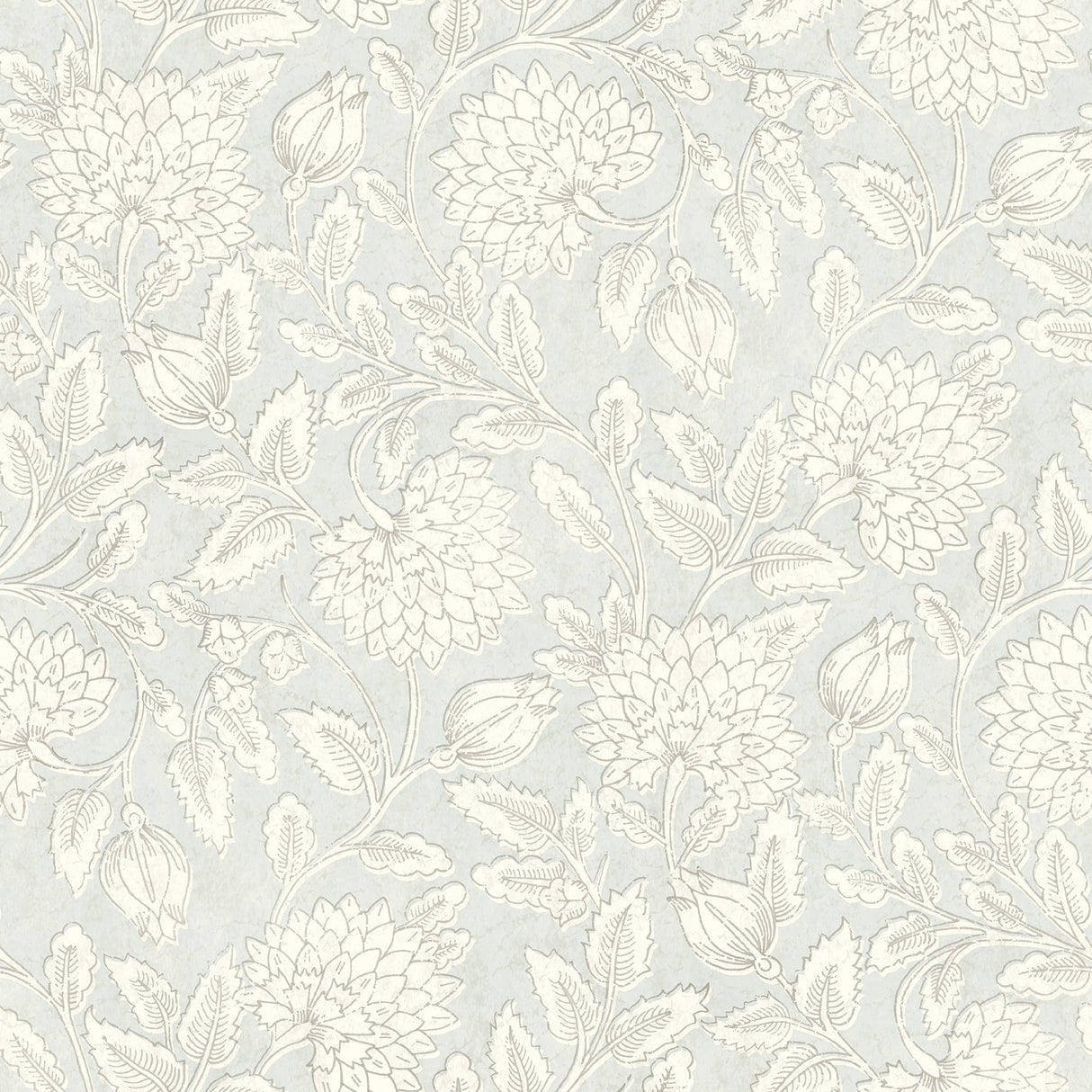 Vadouvan Light Blue Jacobean Trail Wallpaper with Traditional Botanical Jacobean Pattern - Chesapeake 4134-72539
