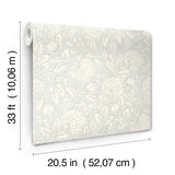 Vadouvan Light Blue Jacobean Trail Wallpaper with Traditional Botanical Jacobean Pattern - Chesapeake 4134-72539