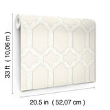 Chervil Cream Trellis Wallpaper with Geometric Quatrefoil Motif - Chesapeake 4134-72541