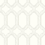 Chervil White Trellis Wallpaper with Geometric Quatrefoil Motif - Chesapeake 4134-72542