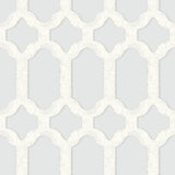 Chervil Sky Blue Trellis Wallpaper with Geometric Quatrefoil Pattern, Coastal Sure Strip - Chesapeake 4134-72543