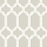 Chervil Light Grey Trellis Wallpaper with Coastal Geometric Quatrefoil Pattern - Chesapeake 4134-72544