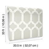 Chervil Light Grey Trellis Wallpaper with Coastal Geometric Quatrefoil Pattern - Chesapeake 4134-72544