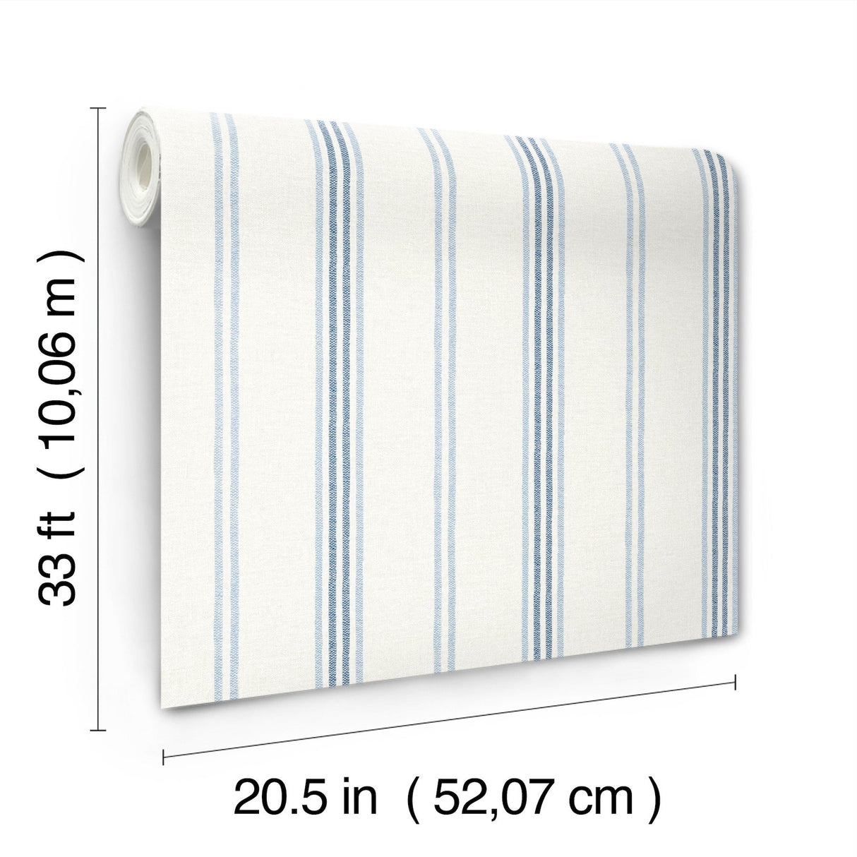 Lovage Blue Linen Stripe Wallpaper with Farmhouse Stripes Pattern - Chesapeake 4134-72546
