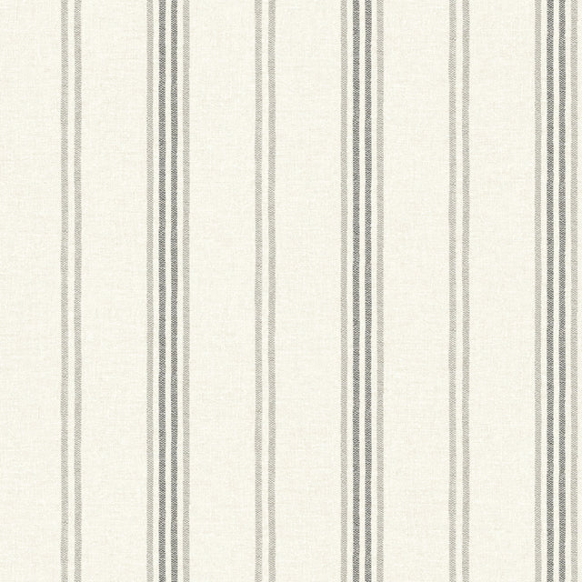 Lovage Charcoal Linen Stripe Wallpaper with Farmhouse Stripes Pattern - Chesapeake 4134-72547