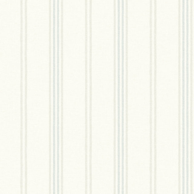 Lovage Aqua Linen Stripe Wallpaper with Stripes Pattern, Farmhouse Style - Brewster 4134-72548