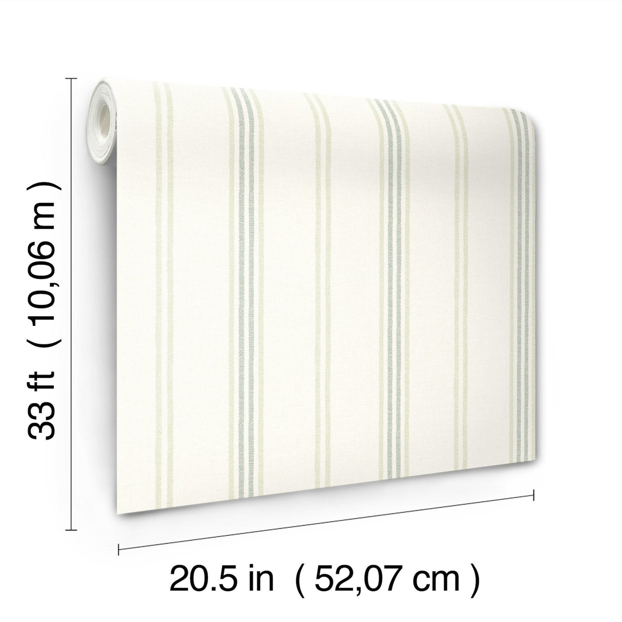 Lovage Green Linen Stripe Wallpaper with Farmhouse Stripes Pattern - Chesapeake 4134-72549