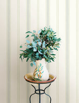 Lovage Green Linen Stripe Wallpaper with Farmhouse Stripes Pattern - Chesapeake 4134-72549