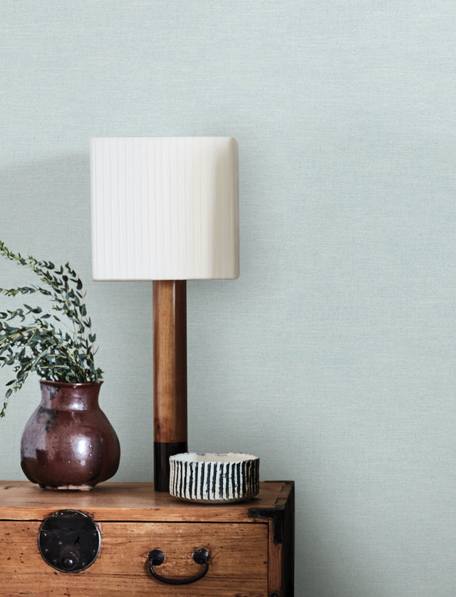 Chambray Light Blue Fabric Weave Wallpaper with Fabric Texture Pattern - Chesapeake 4134-72553