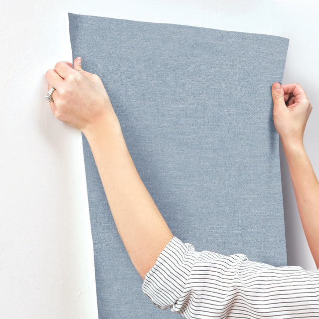 Chambray Denim Fabric Weave Wallpaper with Textured Fabric Weave - Chesapeake 4134-72554