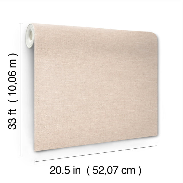 Chambray Blush Fabric Weave Wallpaper with Fabric Textures Pattern, Transitional Style - Chesapeake 4134-72555