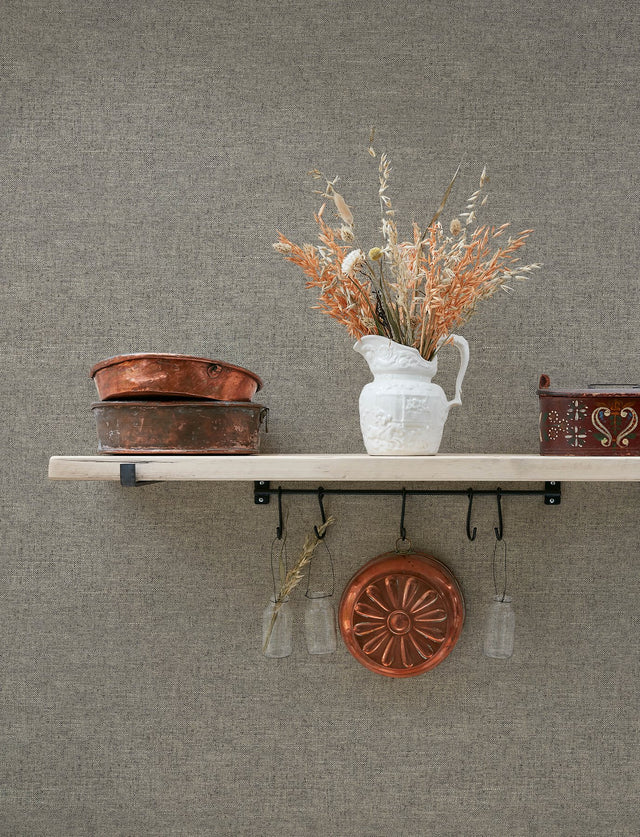 Chambray Grey Fabric Weave Wallpaper with Textured Faux Fabric Pattern - Chesapeake 4134-72556