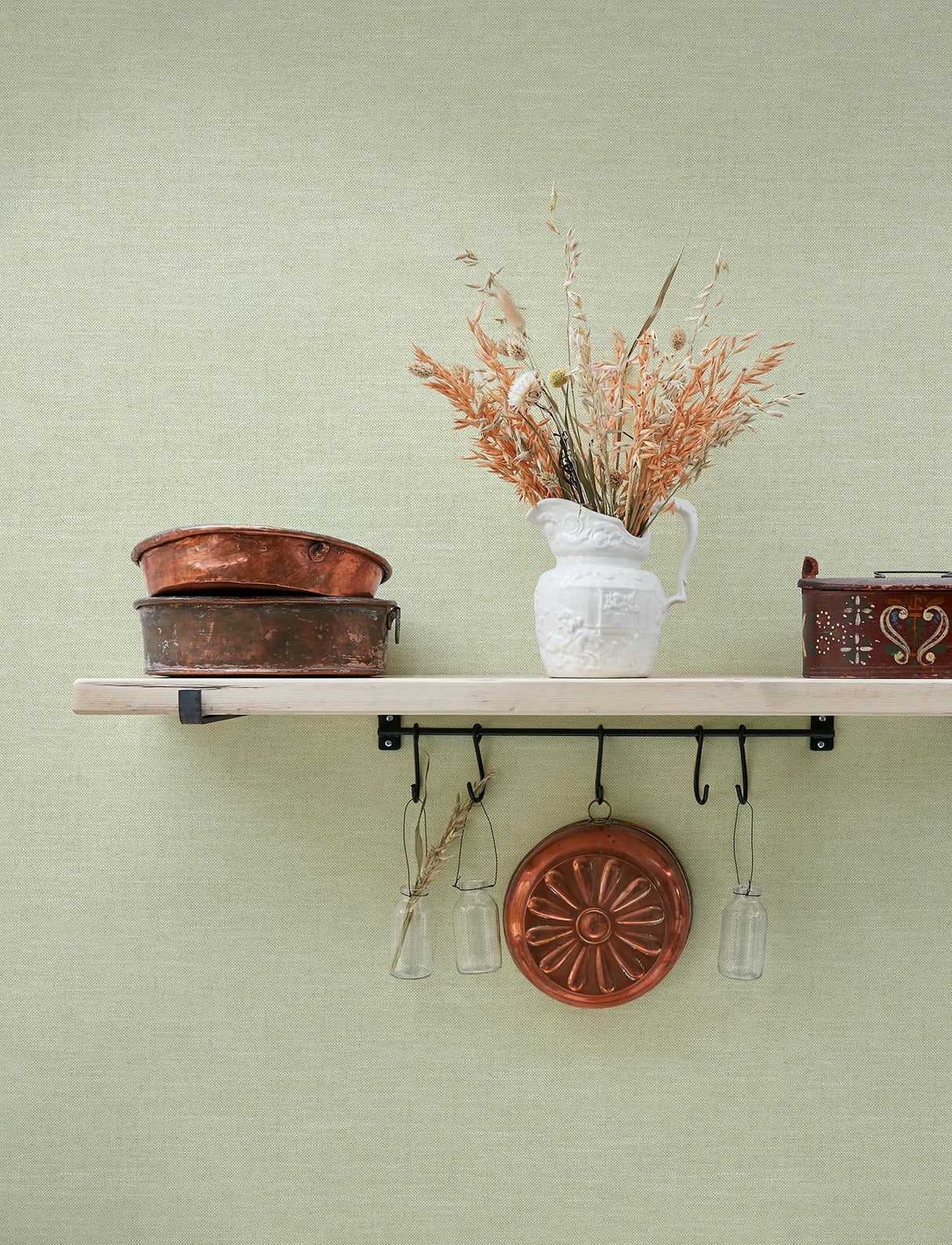 Chambray Sage Fabric Weave Wallpaper with Fabric Textures Motif - Chesapeake 4134-72557
