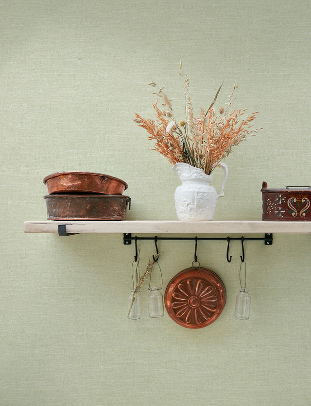 Chambray Sage Fabric Weave Wallpaper with Fabric Textures Motif - Chesapeake 4134-72557