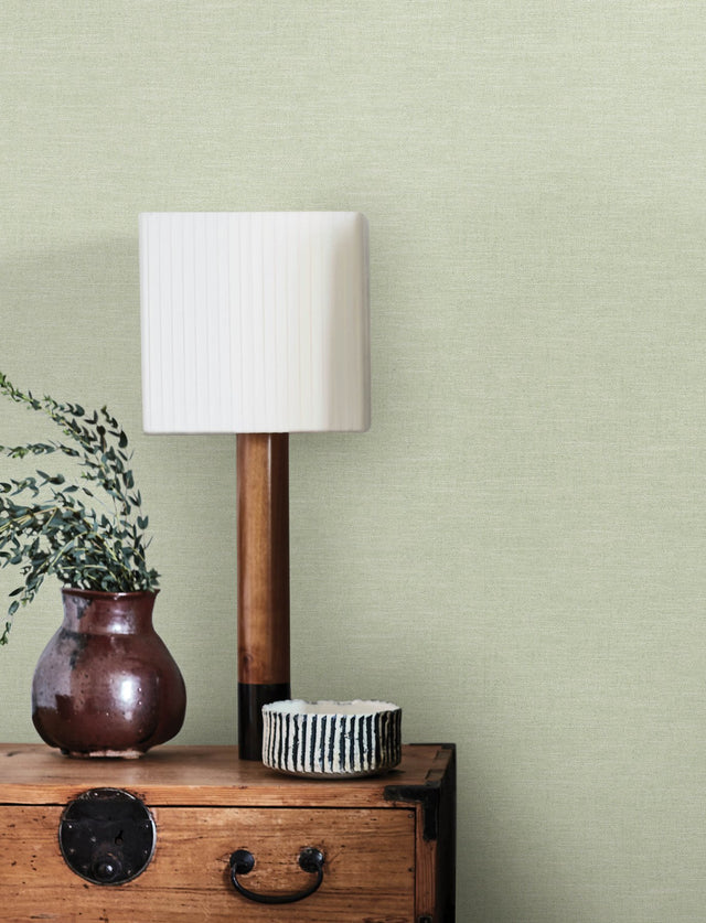 Chambray Sage Fabric Weave Wallpaper with Fabric Textures Motif - Chesapeake 4134-72557