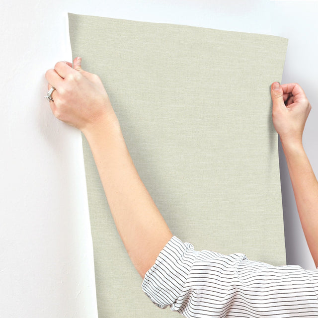 Chambray Sage Fabric Weave Wallpaper with Fabric Textures Motif - Chesapeake 4134-72557