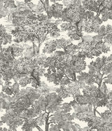Spinney Black Toile Wallpaper with Botanical Trees Motif - Chesapeake 4134-72558