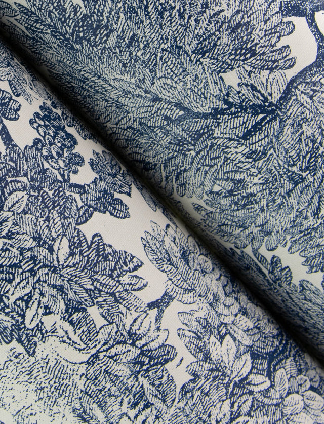 Spinney Blue Toile Wallpaper with Traditional Botanical Trees Motif - Chesapeake 4134-72559