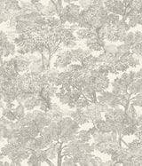 Spinney Grey Toile Wallpaper with Traditional Trees Motif - Chesapeake 4134-72560