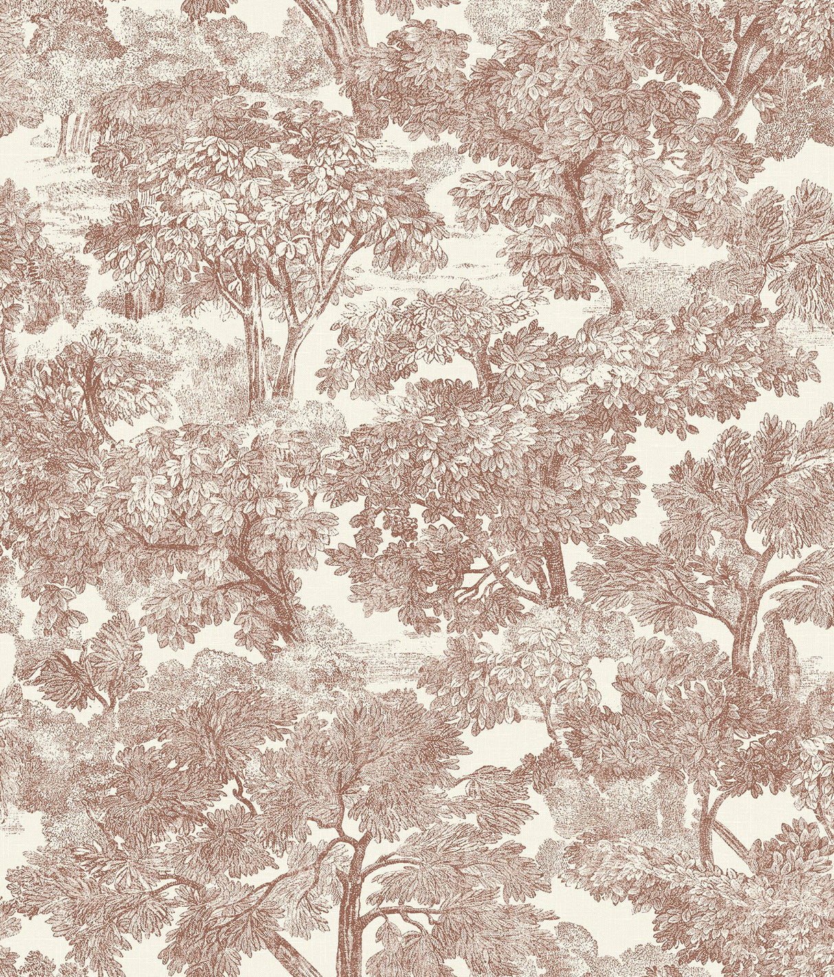 Spinney Red Toile Wallpaper with Traditional Botanical Trees Motif - Chesapeake 4134-72562