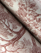 Spinney Red Toile Wallpaper with Traditional Botanical Trees Motif - Chesapeake 4134-72562