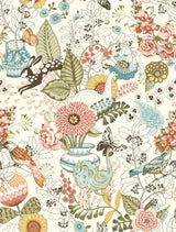Whimsy Pink Fauna Wallpaper with Whimsical Animals Pattern - Brewster 4135-12802