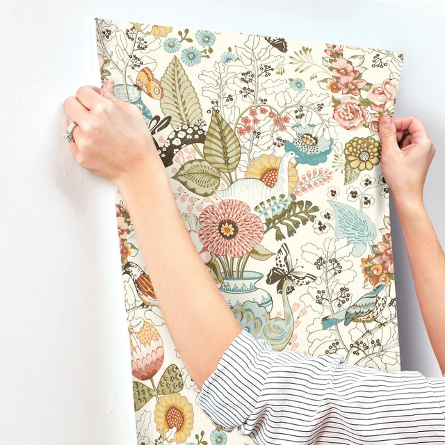 Whimsy Pink Fauna Wallpaper with Whimsical Animals Pattern - Brewster 4135-12802