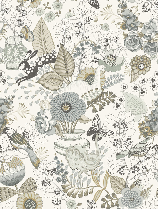 Whimsy Neutral Fauna Wallpaper with Animals Motif, Whimsical Non Woven - A-Street Prints 4135-12806