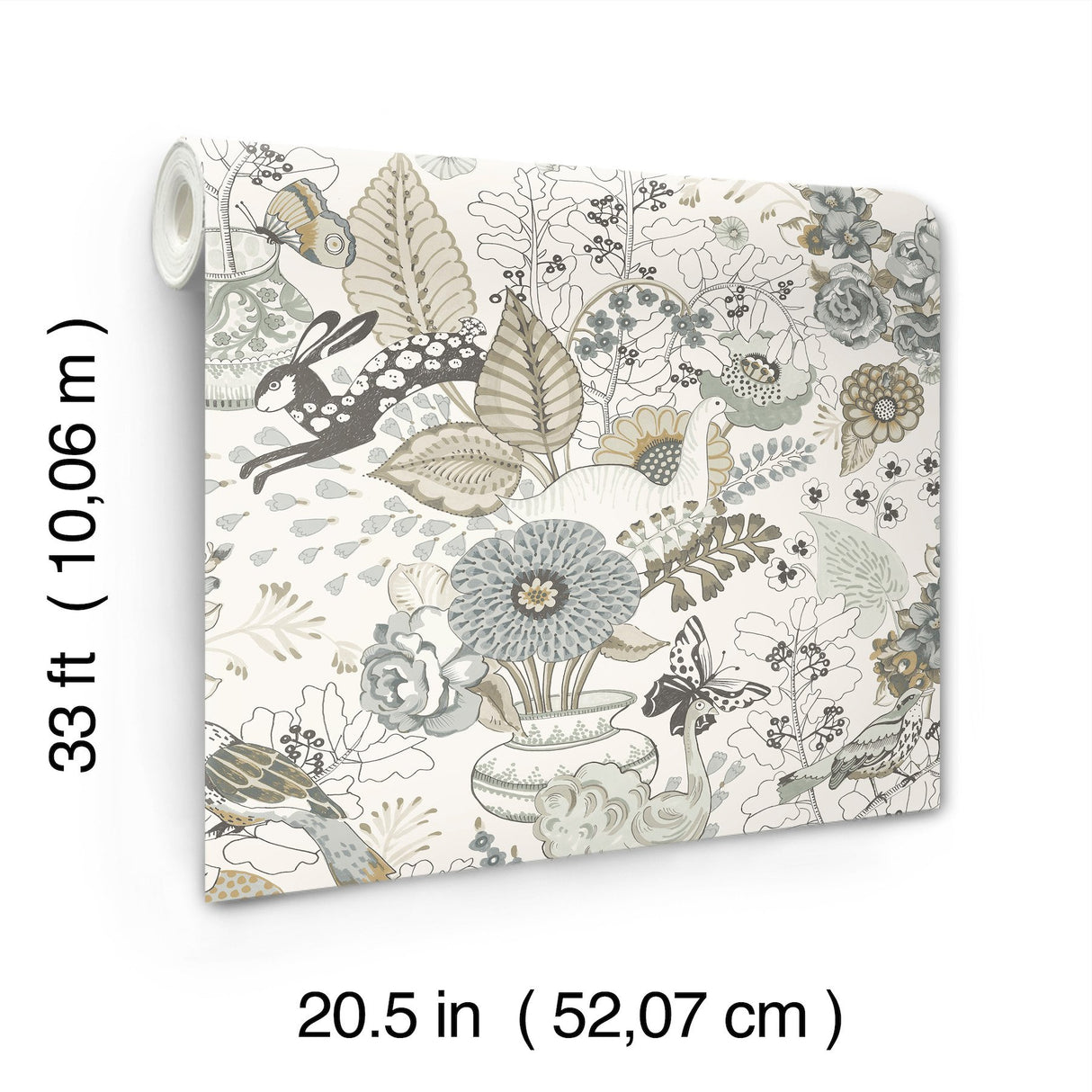 Whimsy Neutral Fauna Wallpaper with Animals Motif, Whimsical Non Woven - A-Street Prints 4135-12806
