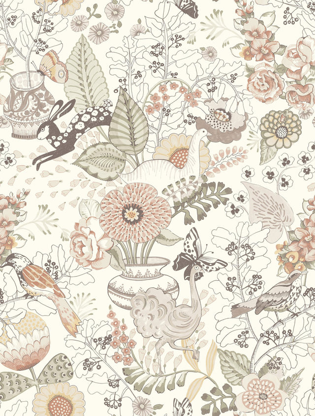 Whimsy Coral Fauna Wallpaper with Whimsical Animals Pattern - A-Street Prints 4135-12807
