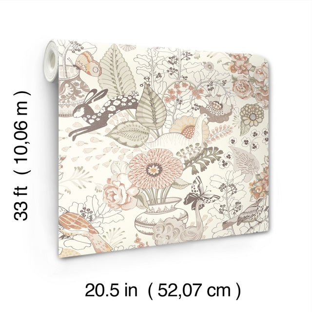 Whimsy Coral Fauna Wallpaper with Whimsical Animals Pattern - A-Street Prints 4135-12807