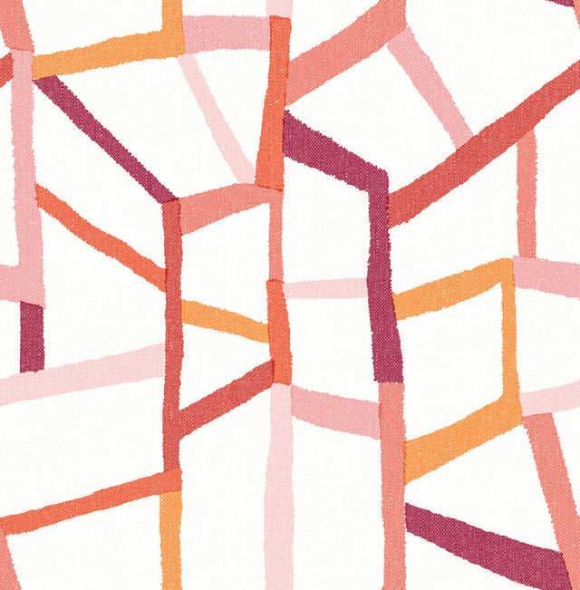 Tate Pink Geometric Linen Wallpaper with Abstract Modern Pattern - A-Street Prints 4135-25846